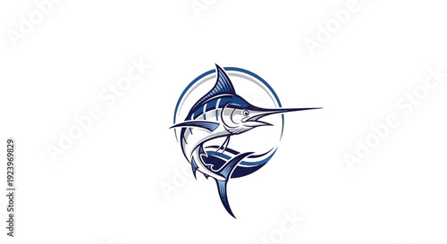 Elegant Blue Marlin Fish Symbol in a Circular Design Perfect for Branding.