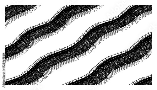 Vintage hand drawn abstract wave pattern of stadium crowd sections