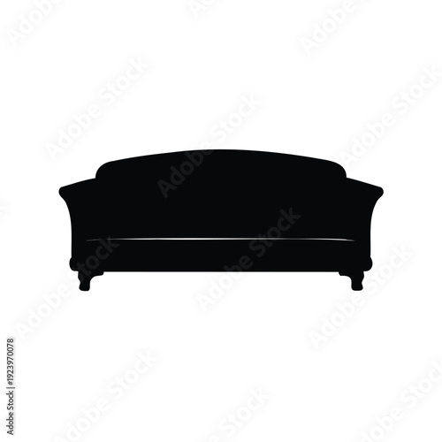 Elegant silhouette of a classic sofa with curved lines and ornate legs