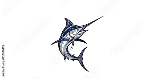 Striking illustration of a majestic marlin fish showcasing its impressive features and power.