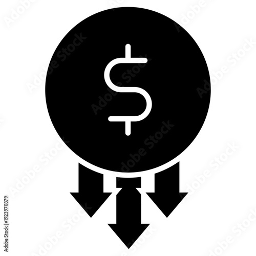 Financial losses vector icon. Revenue decline Illustration sign. Market decline symbol. Economic decline logo.