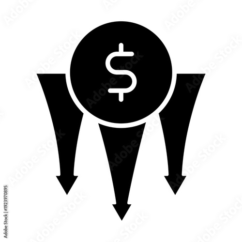 Financial losses vector icon. Revenue decline Illustration sign. Market decline symbol. Economic decline logo.