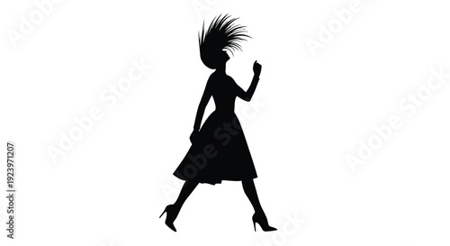 A dynamic woman with an extravagant hairstyle a striking silhouette