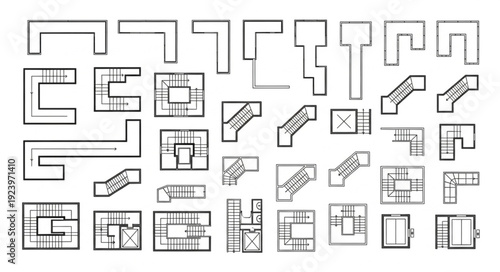 Architectural floor plan layouts showcasing various building designs and structures for construction.