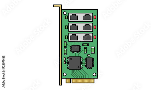 Multi-port Ethernet Network Interface Card Flat Icon