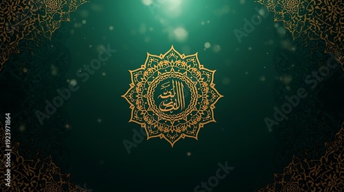 Elegant Islamic Art with Golden Calligraphy and Mandala
