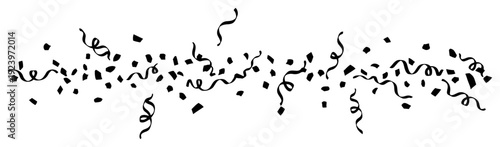 Scattered confetti and falling streamers vector illustration for victory celebration