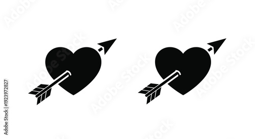 Two hearts pierced by arrows a romantic and symbolic silhouette