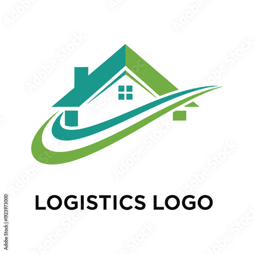 Logistics company house moving delivery service green logo template icon
