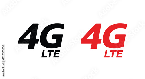Bold 4g lte network logos in black and red a striking silhouette