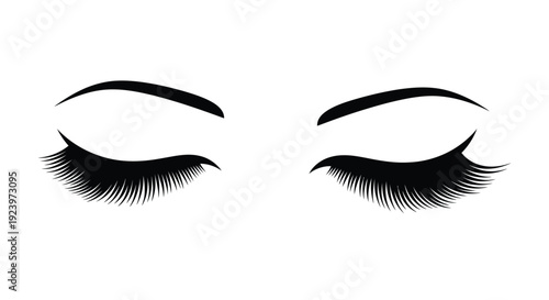 Closed eyes with long eyelashes a striking black silhouette