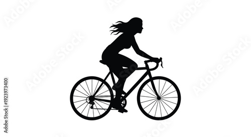 Woman riding a bicycle captured in a striking black silhouette