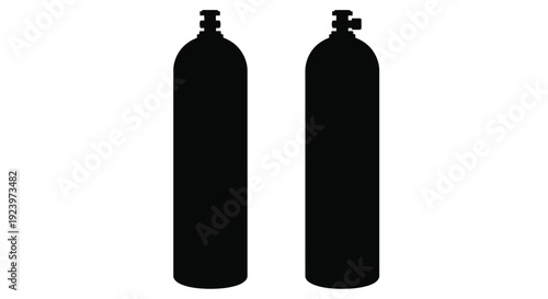 Two black oxygen tanks stand prominently in dark silhouette
