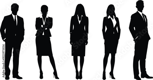 PrintProfessional business team silhouettes, corporateleadership concept, teamwork success, 