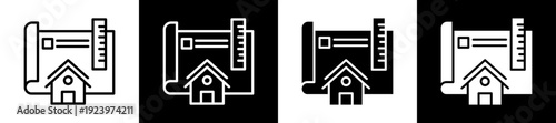 Housing Project Icon Set In Black And White Filled Style Collection