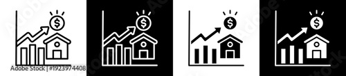 Housing Market Icon Set In Black And White Filled Style Collection