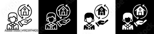 Property Developer Icon Set In Black And White Filled Style Collection