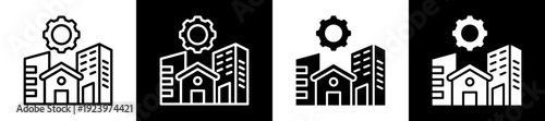 Mixed Development Icon Set In Black And White Filled Style Collection