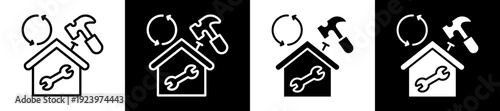 Property Renovation Icon Set In Black And White Filled Style Collection