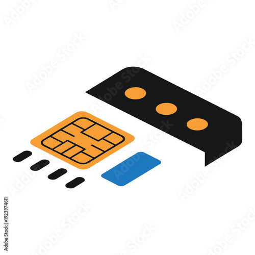 SIM card and adapter isolated on white background for mobile phone use icon