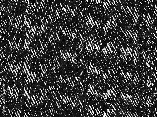 Abstract black and white texture with dense irregular scratch like patterns across the entire image