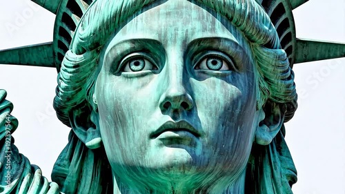 Statue of Liberty covering eyes