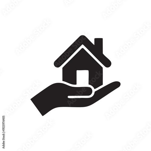 Hand holding a house icon symbolizing real estate or property ownership concept illustration