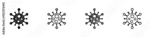 Sketch nanoparticle icon design set