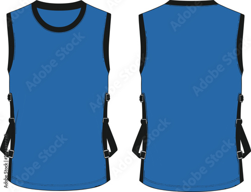 Blue Sports Training Bib Mockup Set Featuring Front and Back View for Athletic Team Practice Soccer Scrimmage Basketball Vest and Custom Apparel Branding Design