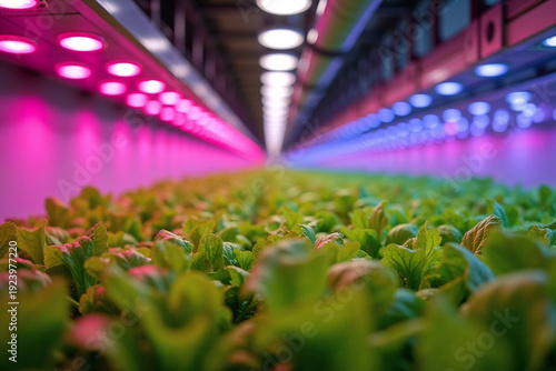 Wallpaper Mural Sustainable Urban Farming Concept with Green Lettuce Rows in Automated Greenhouse Torontodigital.ca