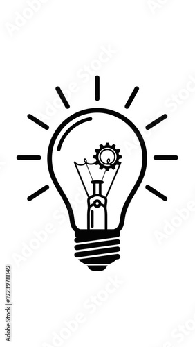Light Bulb with Gear Inside Illustration.