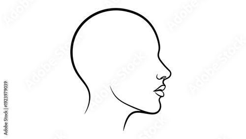 Simple Line Drawing of Human Head Profile.
