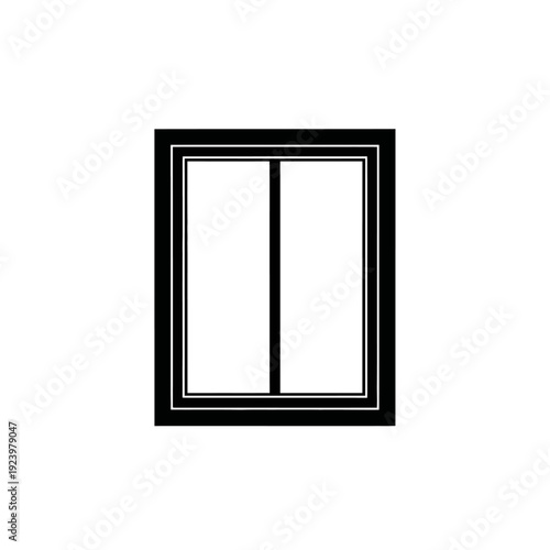 Black and White Window Frame Illustration.