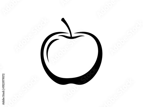 Black and White Apple Illustration.
