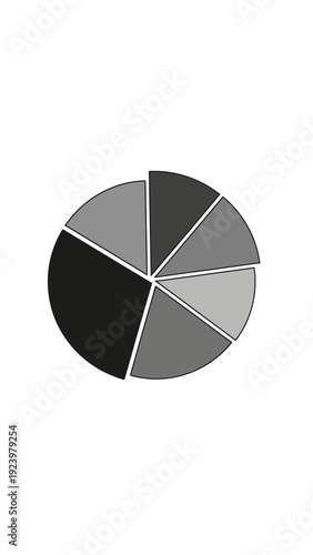 Pie Chart Divided into Six Sections.