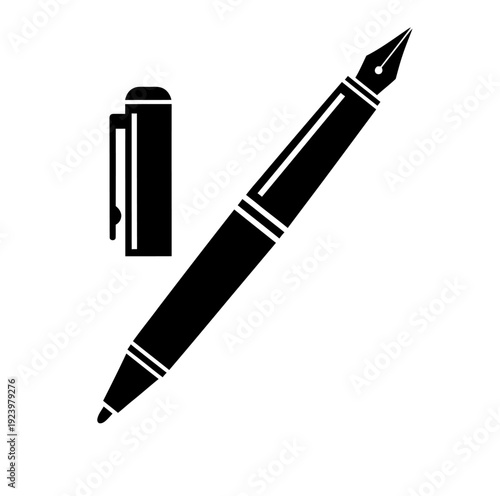 Fountain Pen and Cap Illustration.