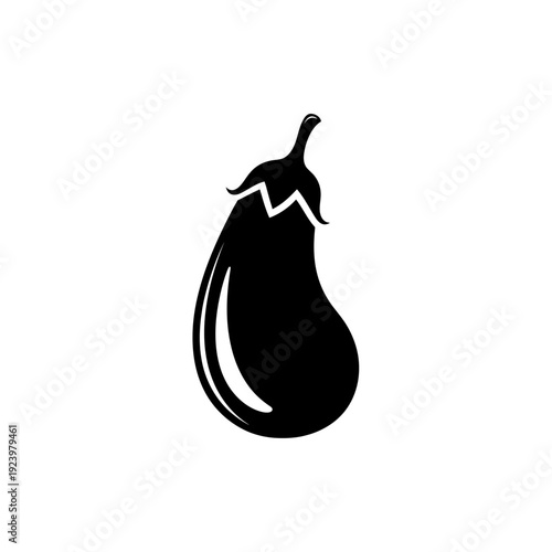 Black silhouette of an eggplant vegetable.