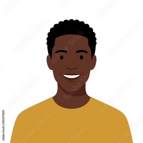 Friendly Portrait Illustration of a Happy Young African American Man
