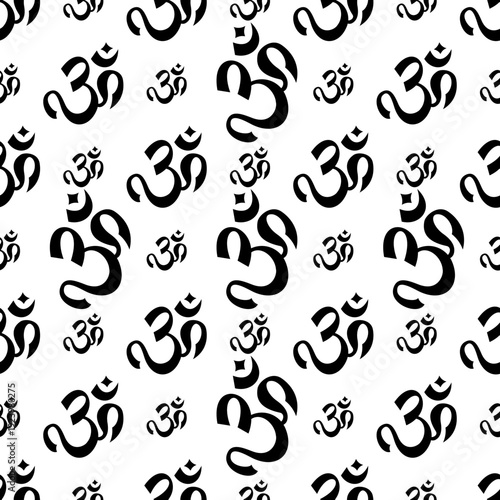 Aum (Om) The Holy Motif Seamless Pattern