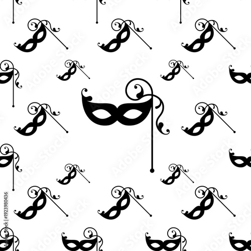 Carnival, Masquerade Mask Icon Seamless Pattern