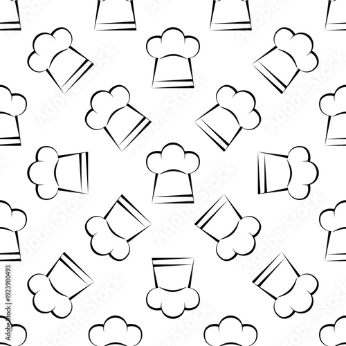 Chef Hat Icon Seamless Pattern, Chef Hat