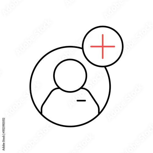 icon a new user registration with person plus symbol inside circle, isolated against a clean background.