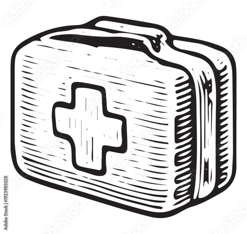 Hand Drawn Pet First Aid Kit Vintage Illustration