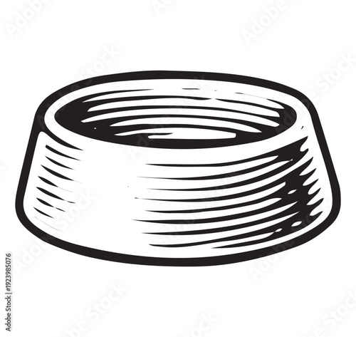 Vintage Pet Bowl Food Dish Hand Drawn Art