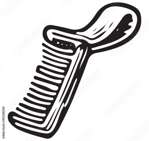 Vintage Pet Grooming Comb Hand Drawn Illustration