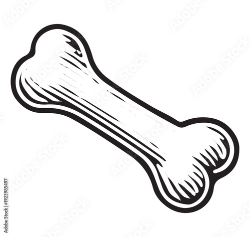 Vintage Dog Bone Chew Toy Hand Drawn Illustration