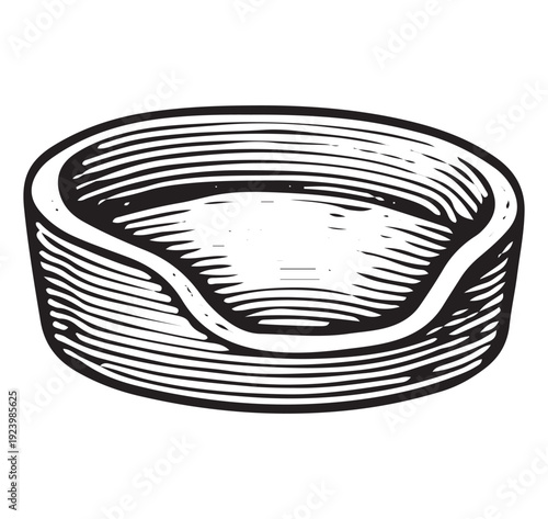 Vintage Pet Bed Hand Drawn Illustration