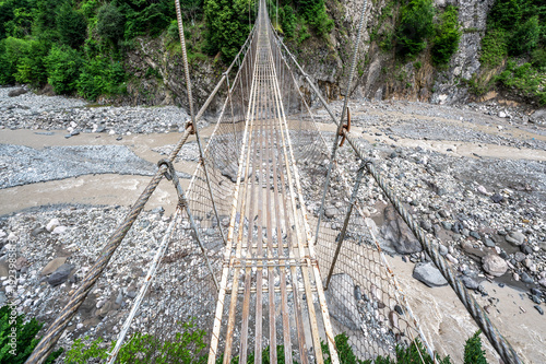 Suspension Bridge Over Girdimanchay Canyon Near Lahij Azerbaijan