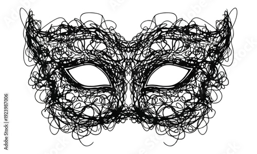 Masquerade Mask Scribble Art Isolated on White Background