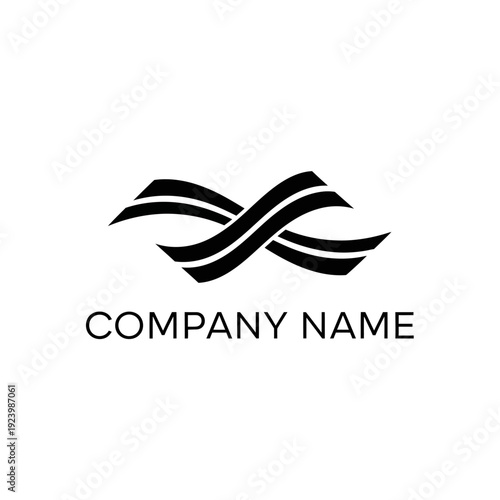 Modern Company Logo Design Template with Abstract Waves.